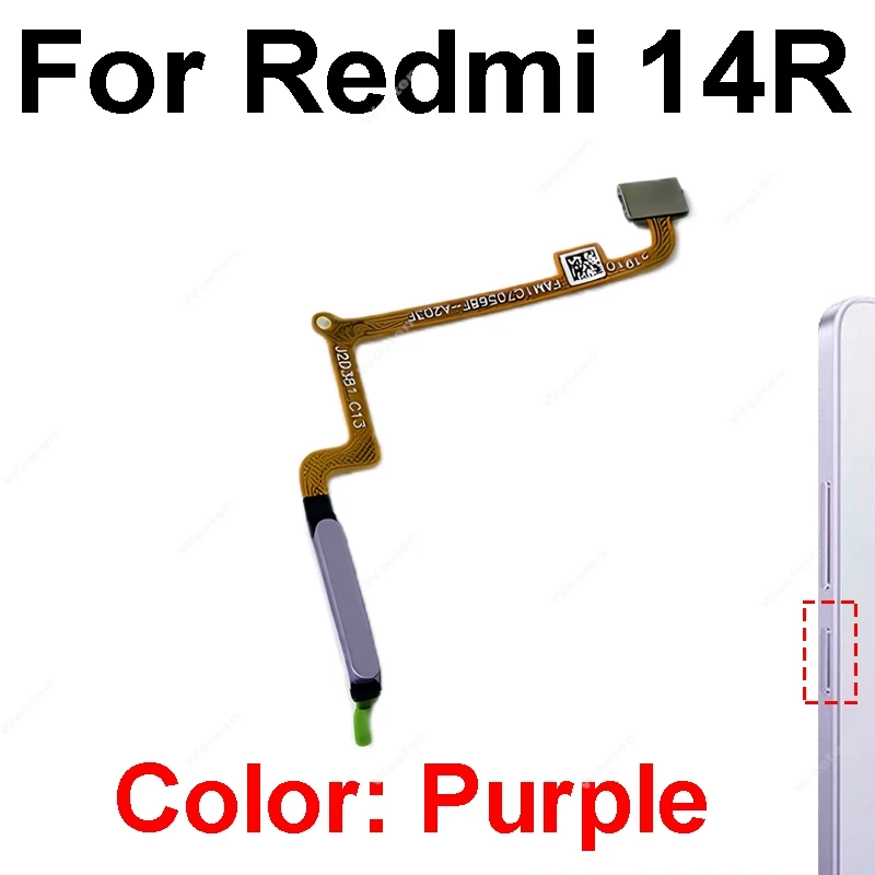 Fingerprint Identification Flex For Xiaomi Redmi 14C 14R 4G 5G 2411DRN47C 2411DRN47I Phones Excellent Craftsmanship Stable Part