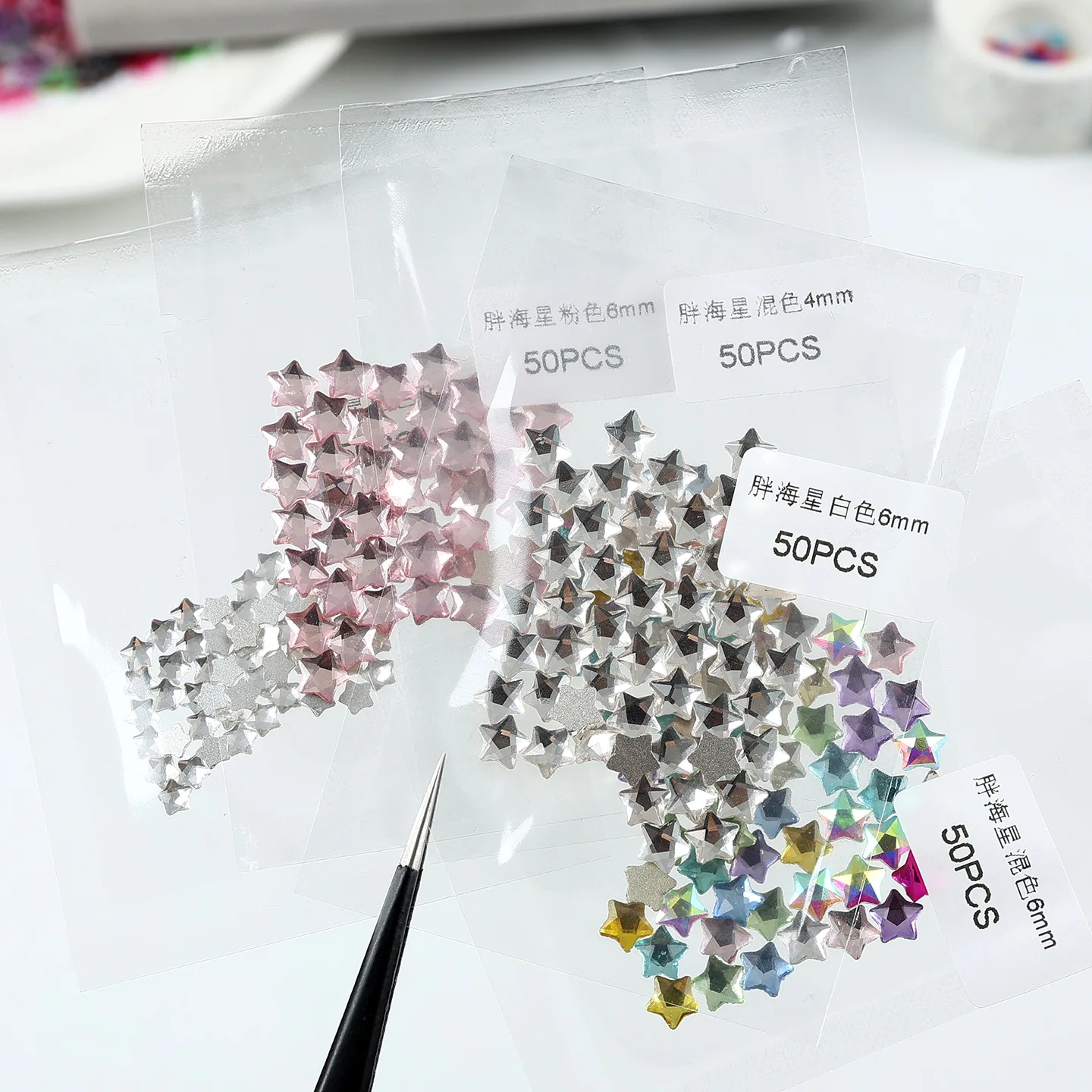 50PCS Sparkly K9 3D Faceted Flatback Fat Star Nail Rhinestones Multicolor Ice Glass Pentagram Diamond Charms Manicure Suppliers