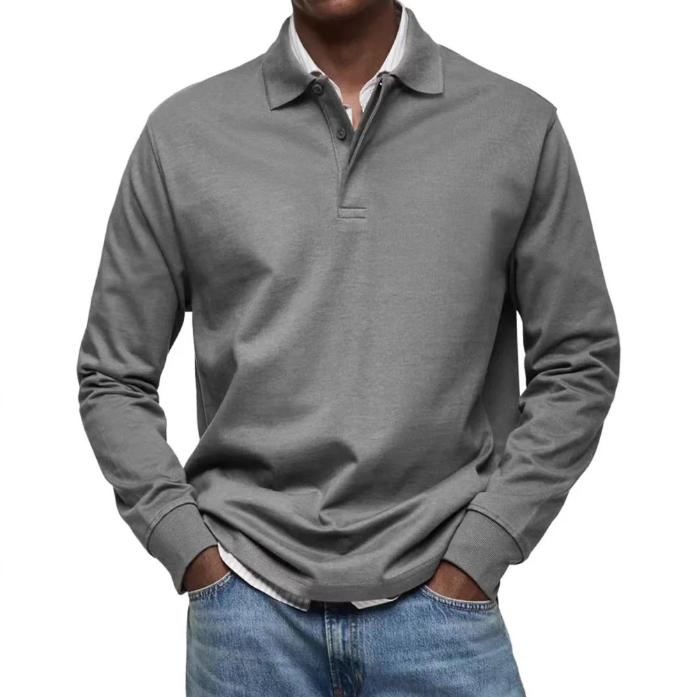 New Cross-Border European And American Amazon Independent Station Men's Casual Versatile Long Sleeve Button Turn-Down