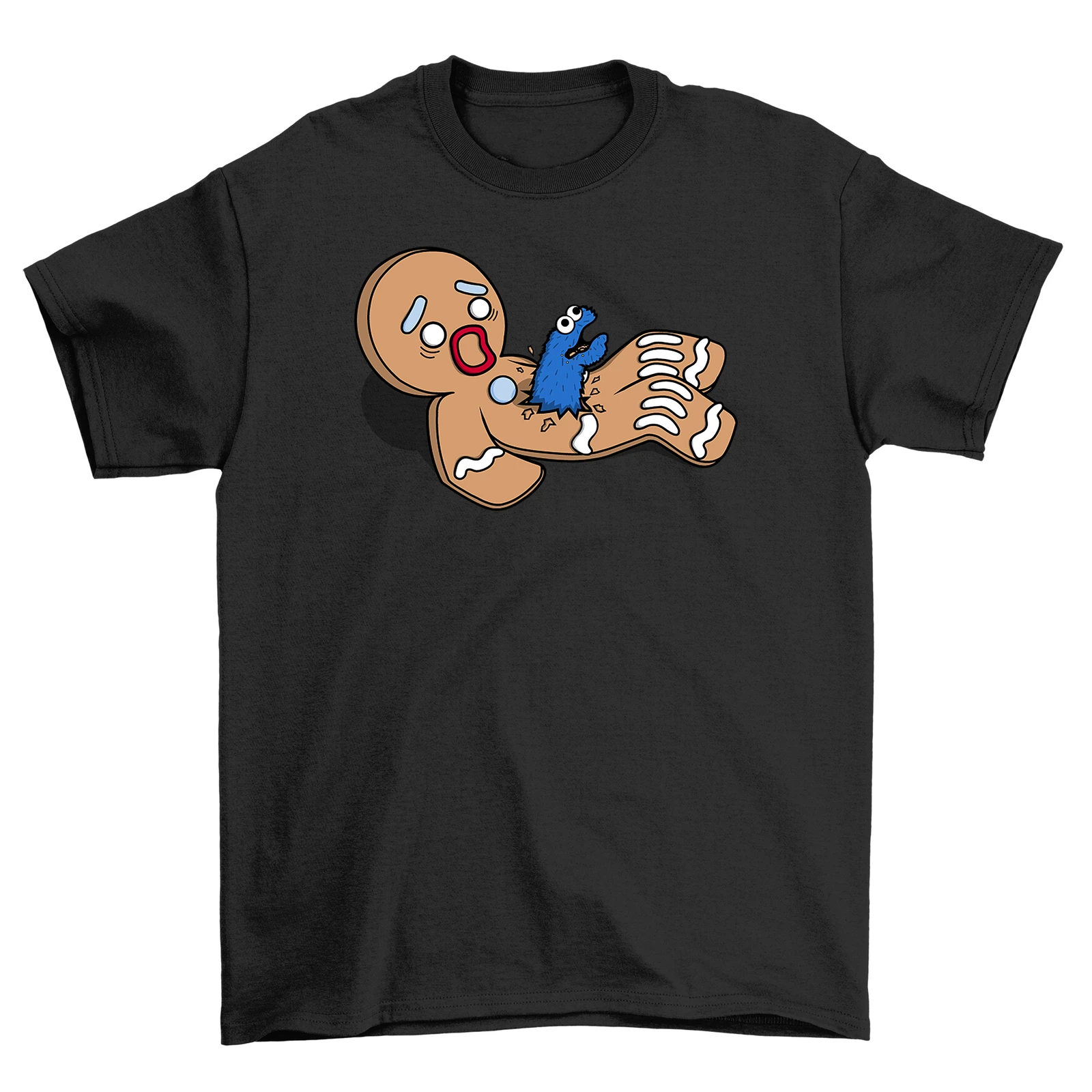 Alion Nom Nom Gingerbread Man Funny T-Shirt - Hilarious Tee for Foodies! Unisex