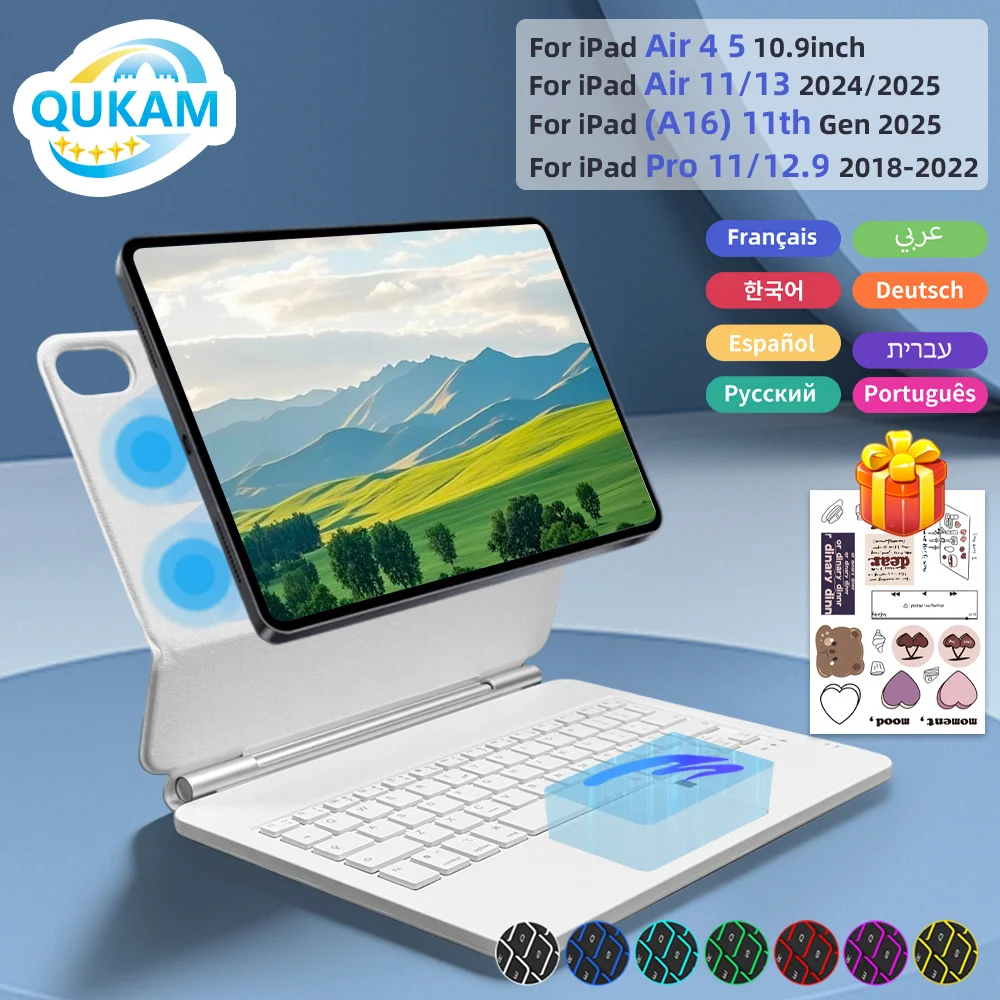 

Touchpad Backlit Magic Keyboard for iPad A16 11th 2025 Magnetic Smart iPad Case for iPad 13/12.9/11/10.9 Inch Bluetooth Keyboard