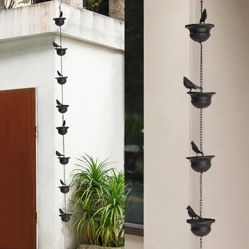 

Bird Rain Chain Decorative Metal Rainwater Collection Chain Outdoor Garden Decor, Easy To Use