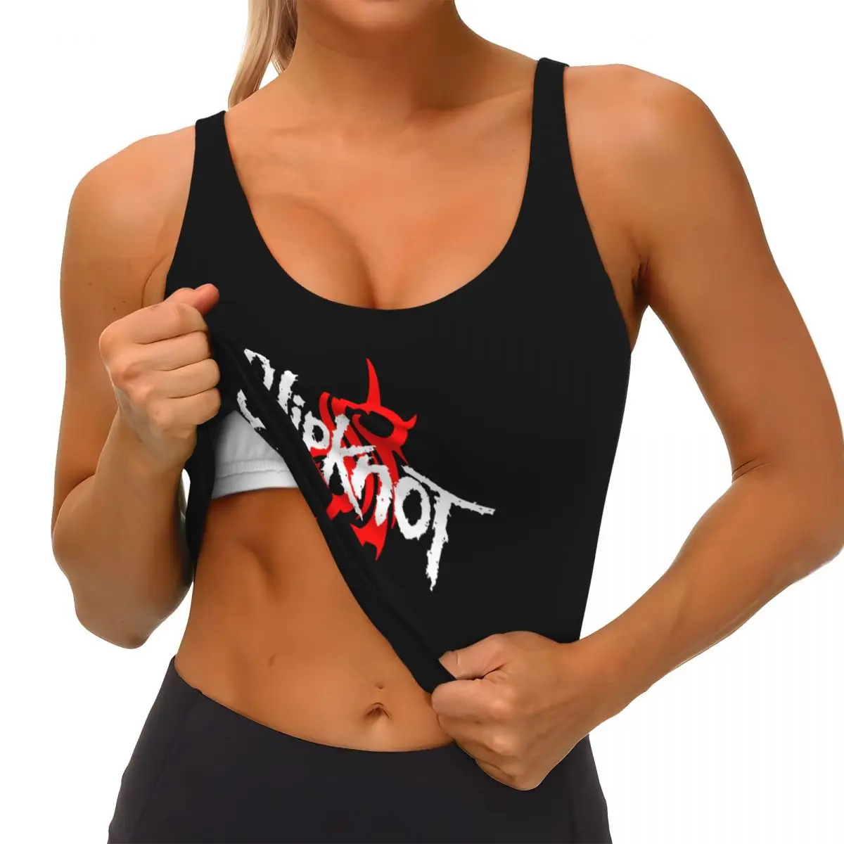 Custom Slipknots Workout Crop Tank Tops for Women Seamless Heavy Metal Rock Music Gift Running Yoga Sports Bras