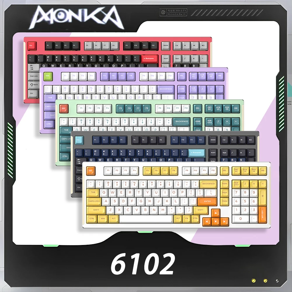 

Monka 6102 Mechanical Keyboard Aluminium Alloy Dynamic RGB Gaming Keyboard Gasket Hot Swap Low Delay Pc Gamer Accessories Gifts