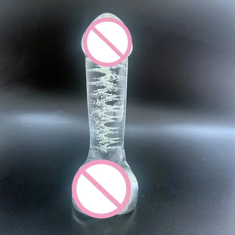 Glow-in-the-Dark Simulation Penis Glass Crystal Dildo Female Masturbation G-spot Anal Vaginal Orgasm Couple Sex Bdsm 145x37mm - view 3