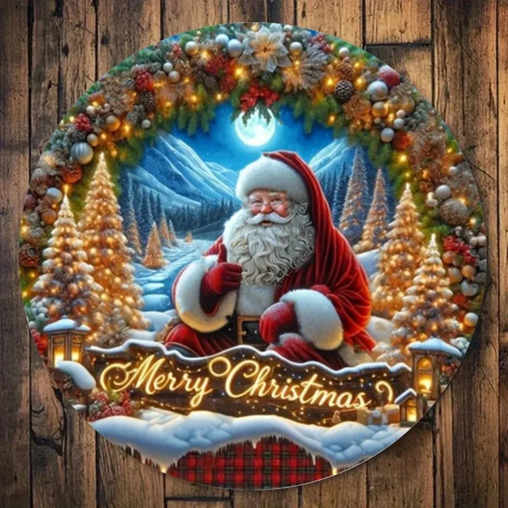 فن القصدير القديم، لافتة خشبية ساحرة سانتا كلوز - ديكور معلق على الحائط للمنزل والمطبخ وغرفة الطعام | هدية مثالية للمزرعة #3
