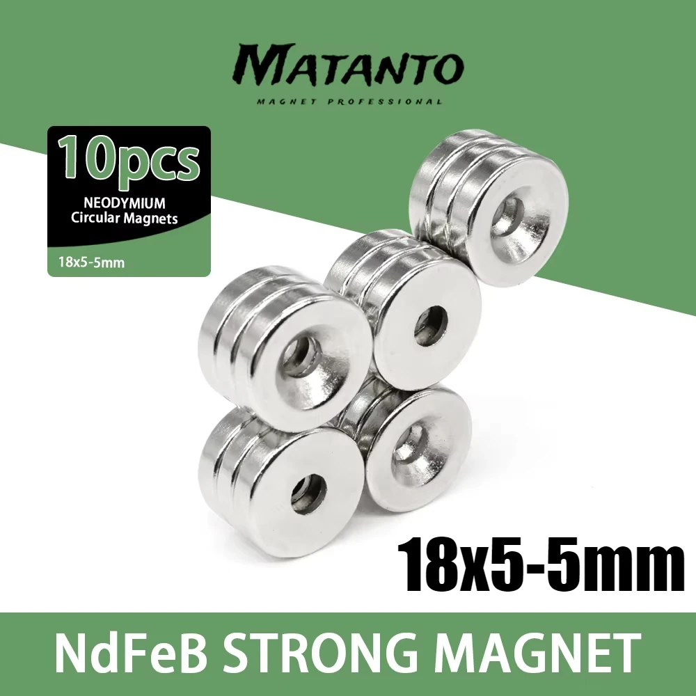 5/10/15/20/30/50PCS 18x5-5mm Disc Rare Earth Neodymium Magnets N35 Hole 5mm Countersunk Powerful Magnetic Round Magnet 18*5-5mm