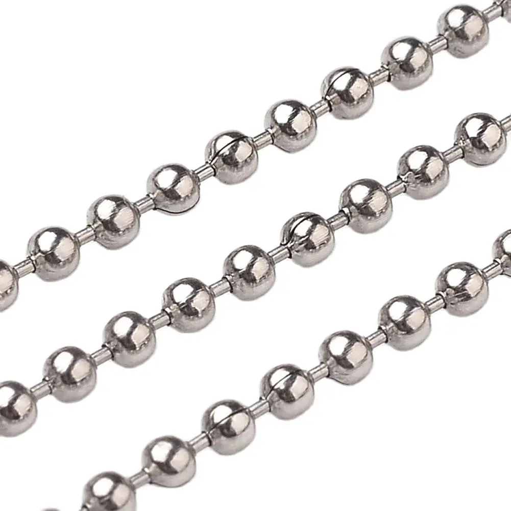 50m/roll 2/3/4mm 304 Stainless Steel Ball Chains Soldered With Spool For Men Necklace Bracelet DIY Jewelry Making Accessories