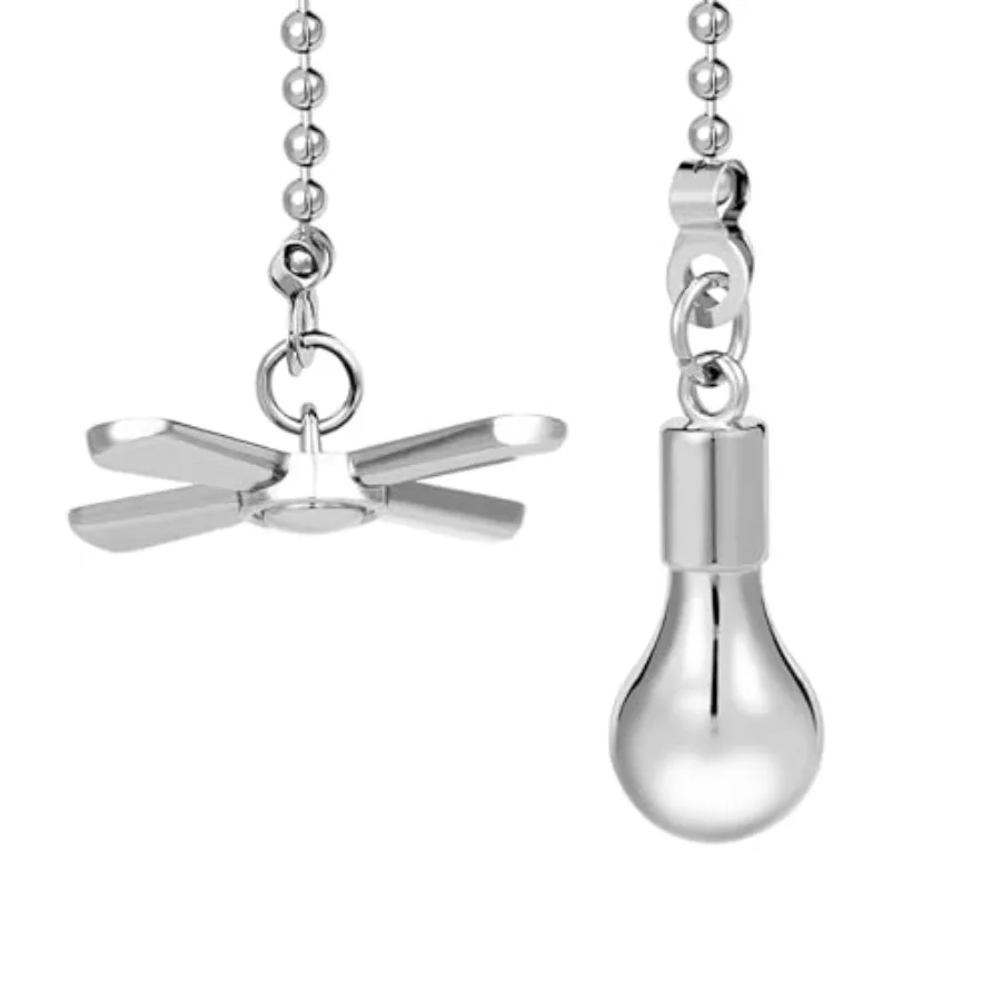 

Ceiling Fan Pull Chain Ornaments, 13.6 Inches Fan Pulls Extension Chains Set, Decorative Metal Light Bulb and Fan Cord, Ultra L