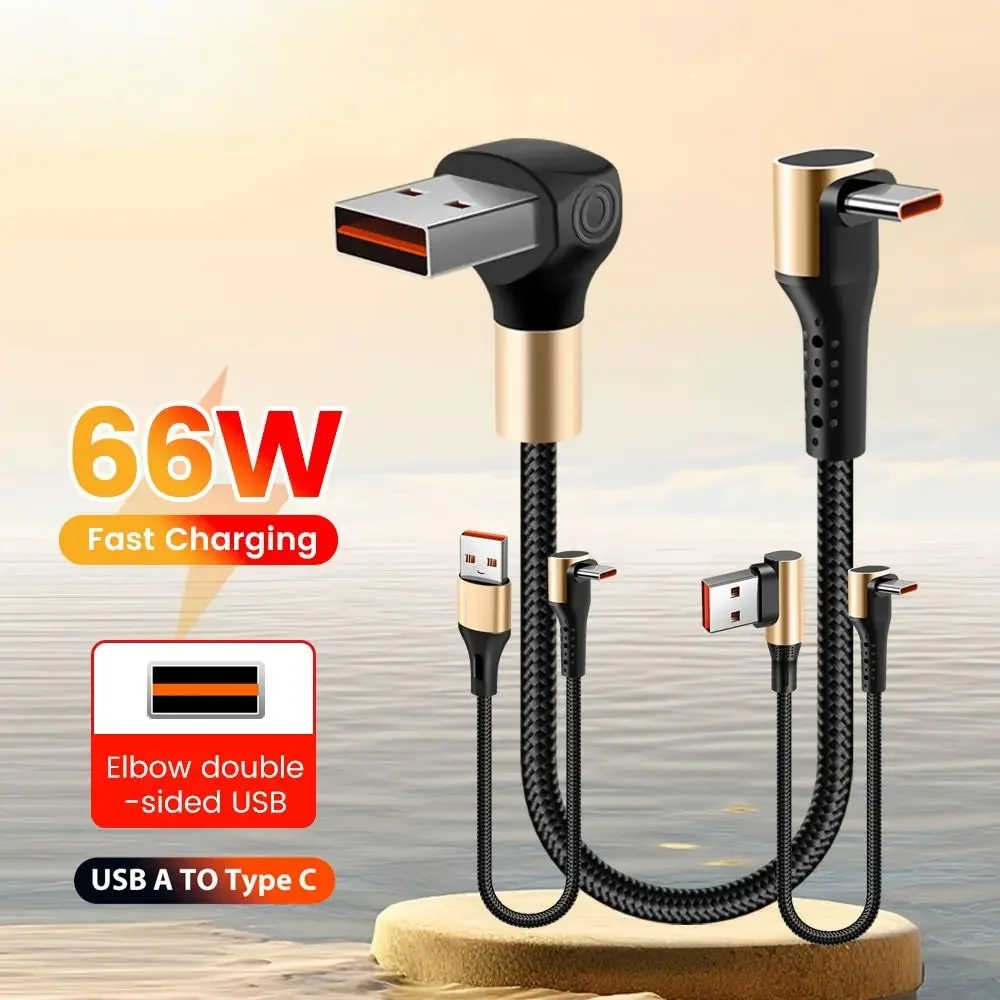 6A Short Elbow USB Type C Cable for iPhone15 16 17 Huawei Xiaomi Samsung S24 Fast Charging Type C Charge Power Bank Data Cable