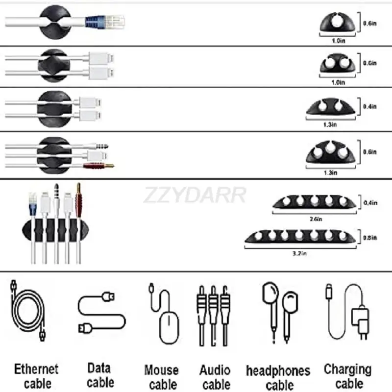 Organizador de Cables de piezas, Kit de gestión de cables para oficina y hogar, Clips, 152