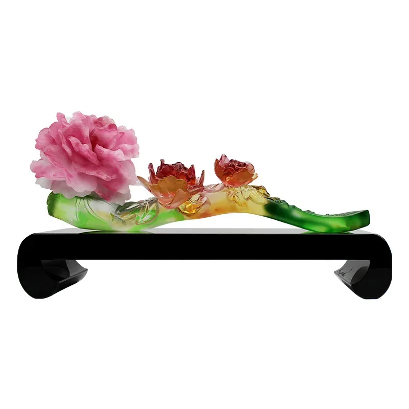 

Ancient glazed Ruyi ornaments, high-end housewarming gifts, handmade glazed peony art ornaments