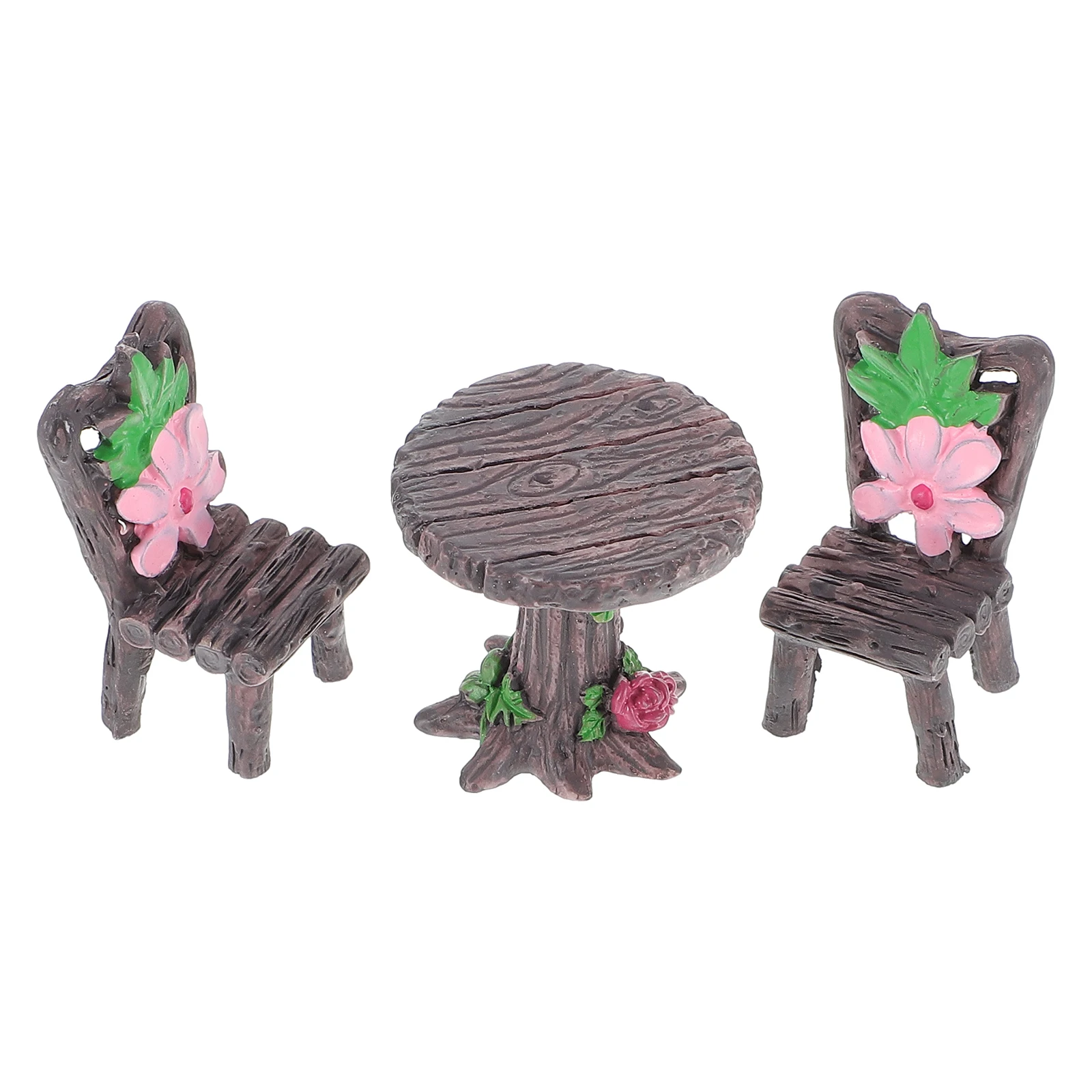 

2Sets Miniature Table Chairs Compact Size Balcony Yard Decor Micro Landscape Ornament Unique Design Miniature Table