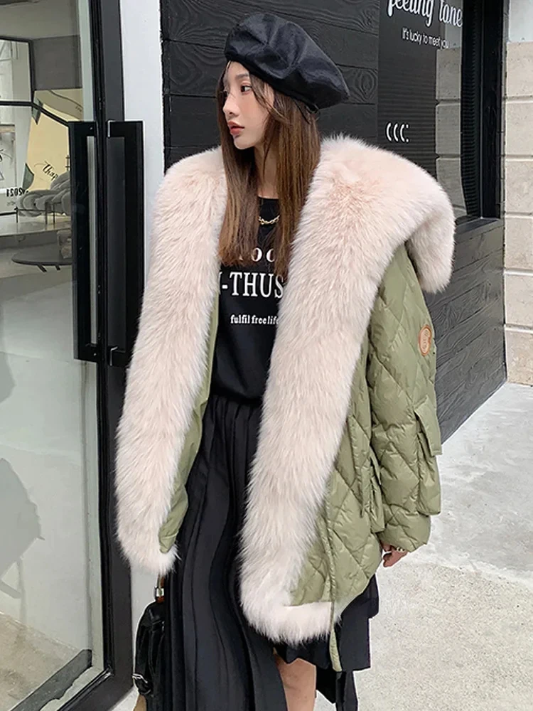 2023 New Winter Park Coat Snow Coat Women\'s Fox Imitation High Quality Soft Large Fur Collar Warm Coat Women Winter Jackets