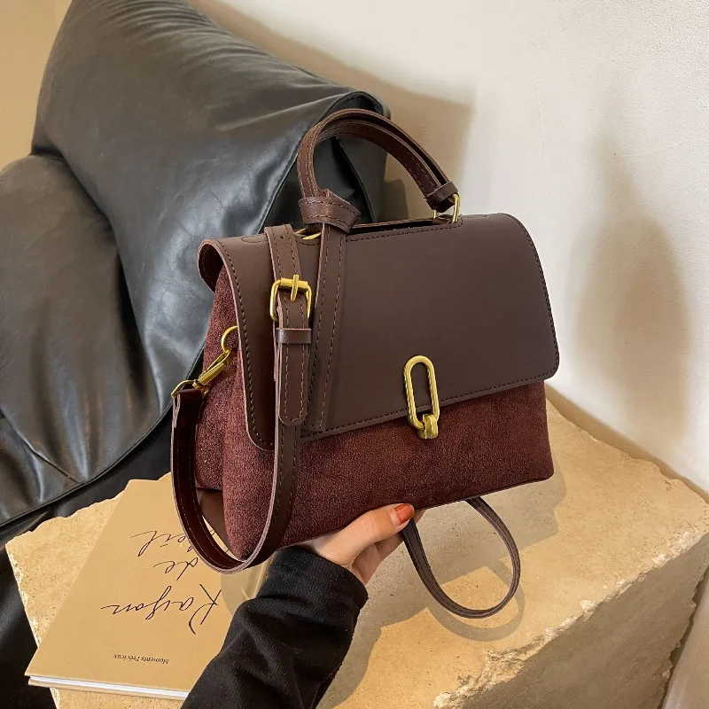 

Hot Selling Splicing Bag 2025 Versatile Simple Handbag, High-quality Retro Commuting Single Shoulder Crossbody Small Square Bag