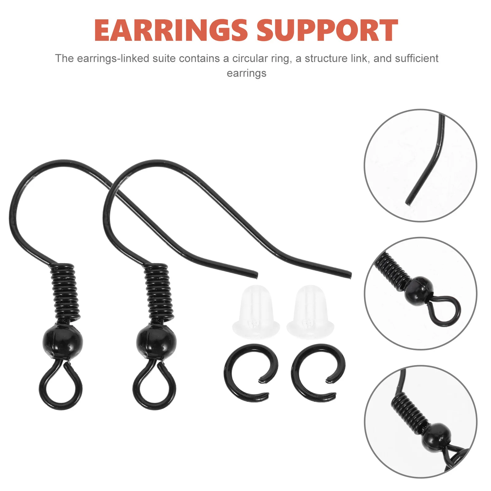 

1Set Earrings Hooks Black Metal DIY Earring Making Accessories Safety Stoppers Earring Backs Jewelry Supplies Earrings Support