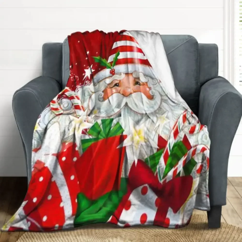 

Funny Santa Claus Merry Christmas Red Throw Blanket Holiday Soft Cozy Warm Plush Xmas New Year Flannel Blanket Gift for Sofa Bed