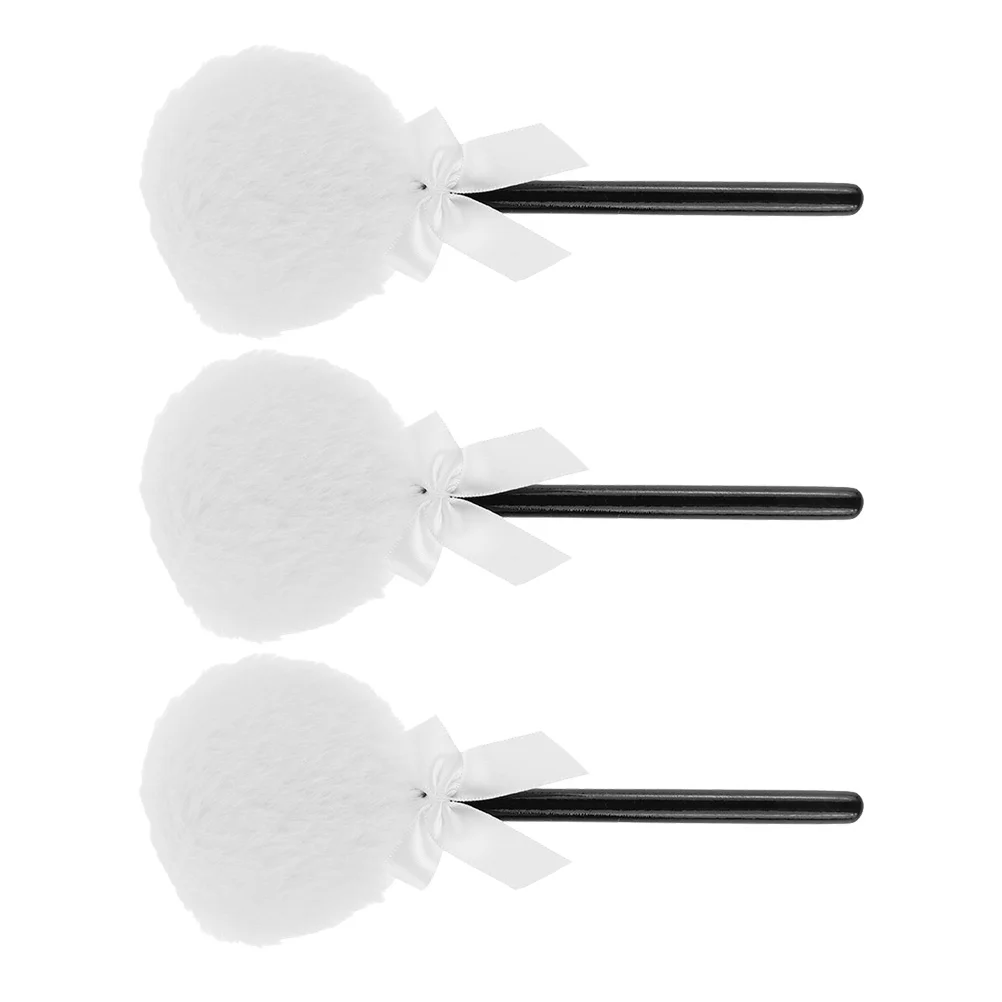 3 pièces doux cheveux longs poudre bouffée nœud papillon maquillage bouffée corps visage poudre pressée en vrac femmes outils de maquillage Blush brosse pour les femmes