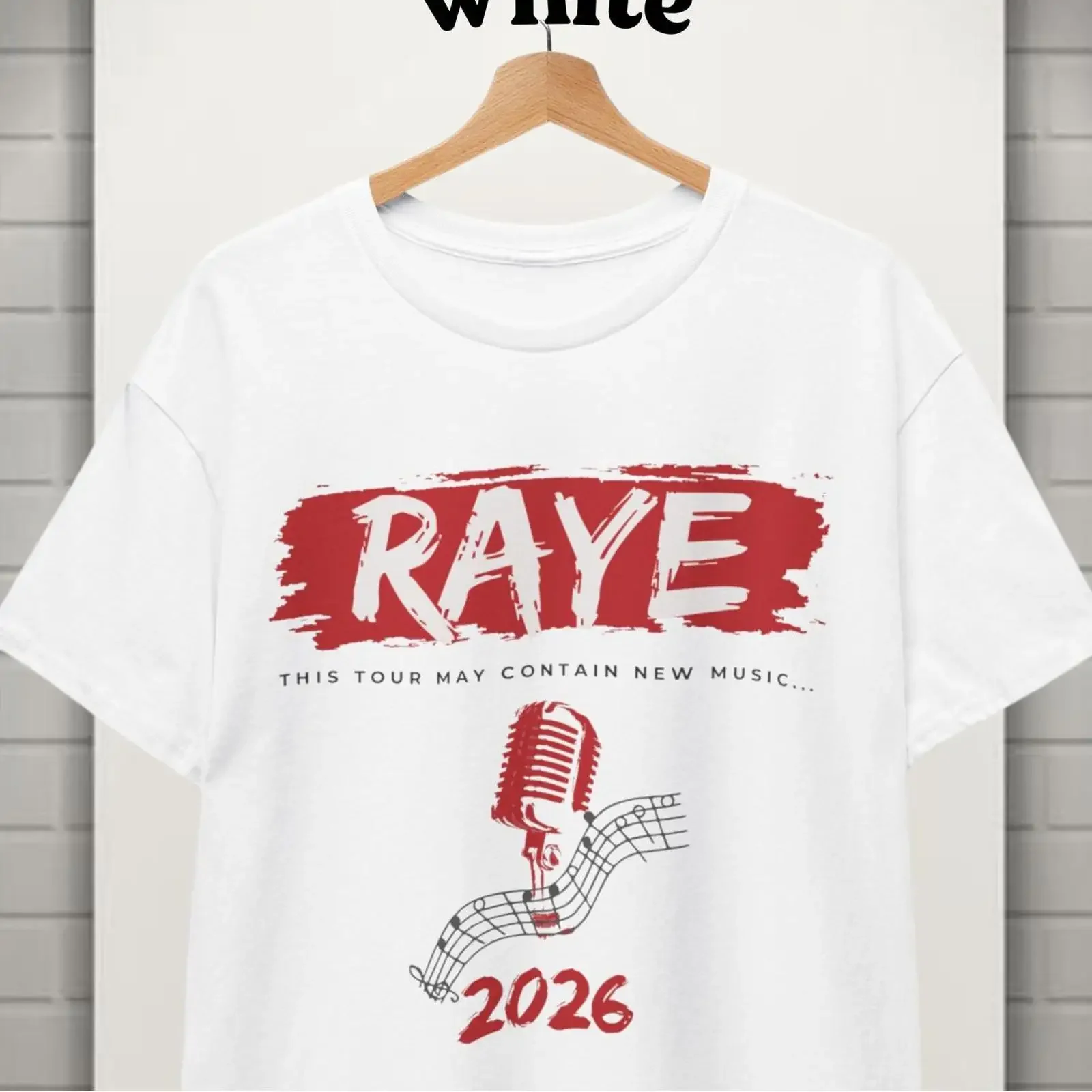 RAYE 2026 Tour T Shirt This May Contain New Music Microphone  vintage Washed Slightly Breathable fashion designer clothes