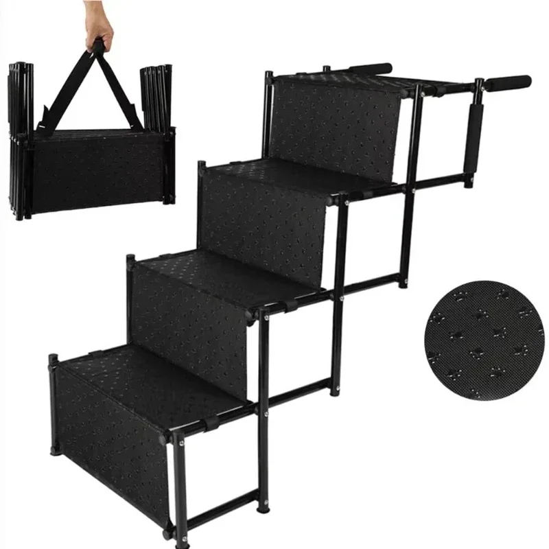 

Car dog stairs Non-slip foldable metal frame pet steps, suitable for medium and large dogs Lightweight portable dog ramps