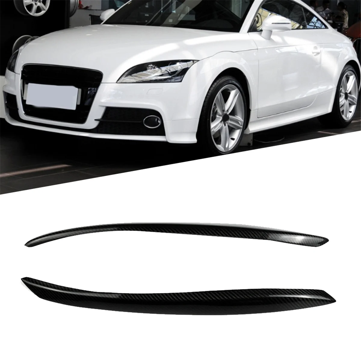 Car Headlight Eyebrow Molding Trim Sticker for TT 2006-2014 Lamp Eyelids Trim Strips Lid Cover Real Carbon Fiber