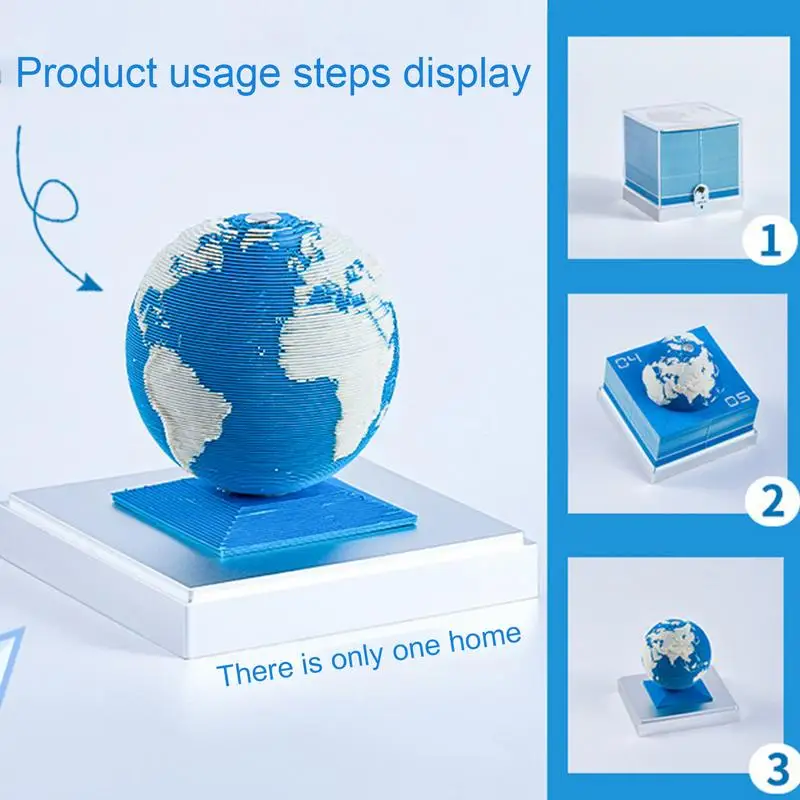 3D Earth MeMO Pad ปฏิทิน 2025 Tear Away ปฏิทินปฏิทินเวลาชิ้น Sticky Notes ปฏิทินกระดาษแกะสลัก Art Decor