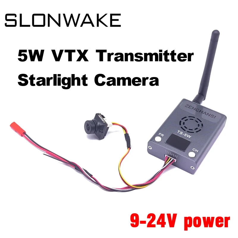 

5.8G 5W Transmitter Wideband FM Modulate AV launcher with Caddx Ratel 2 1200TVL FPV Camera Switchable 19*19mm for FPV Racing