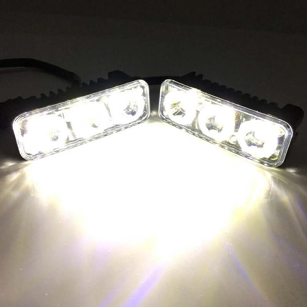 2pcs LED Car Light 12V Super White 3 LED Work Lights Daytime Running Light Kits Daytime Running Light With Brackets Bolts