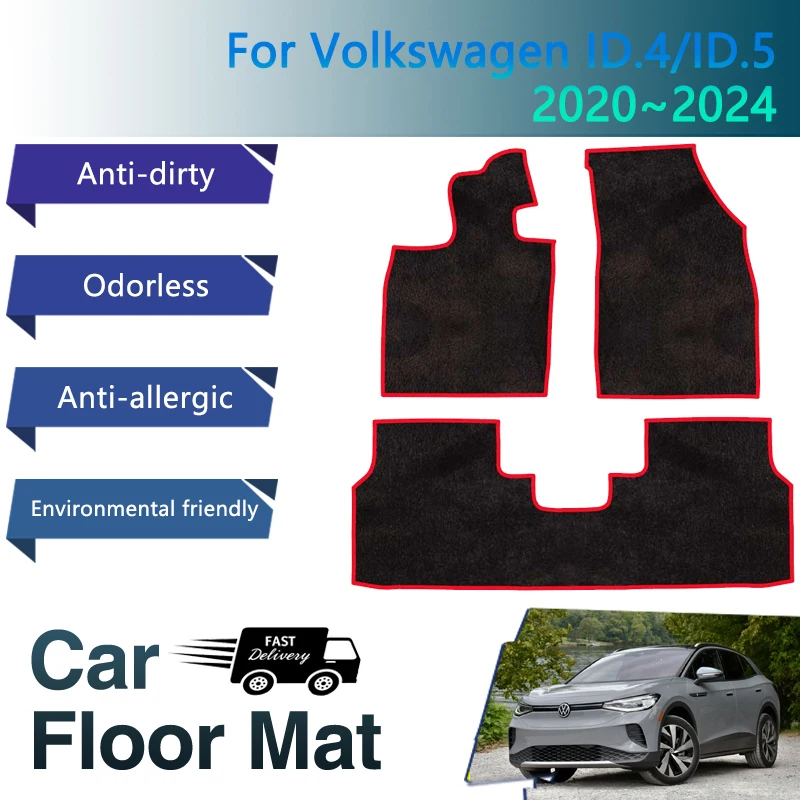 Car Mats Floor For VW Volkswagen ID.4 Pro ID.5 ID4 ID5 2020~2024 Anti-dirty Pads Floor Carpets Foot Covers Rugs Car Accessories