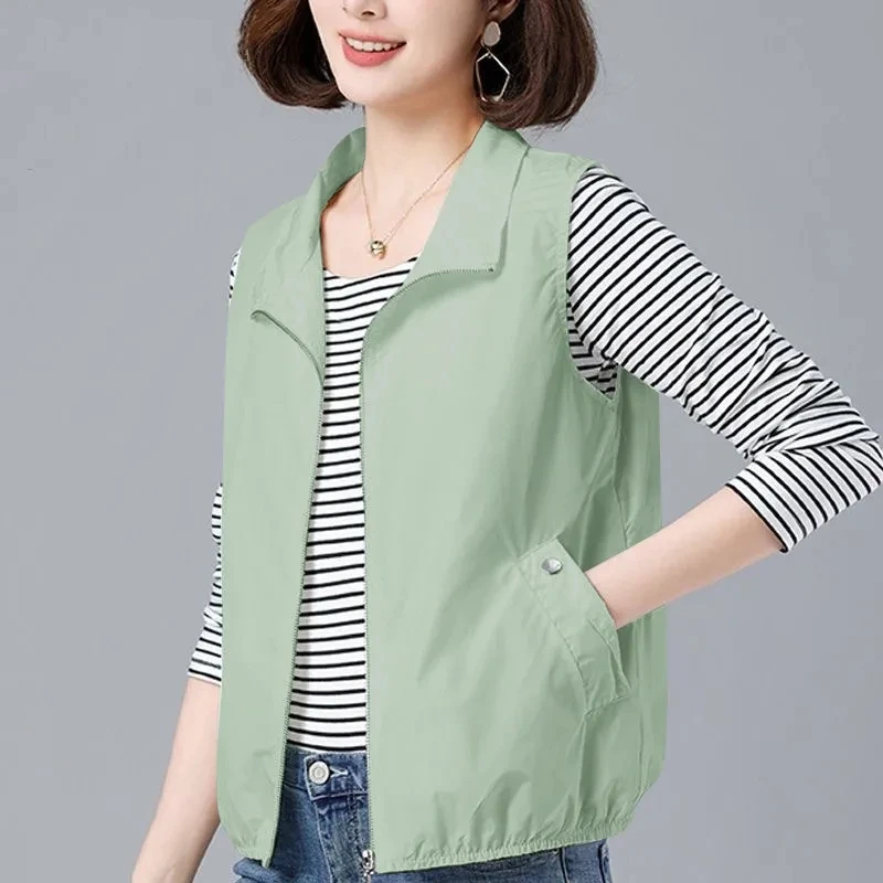 Spring/Summer Vest Jacket Female Fashion Slim Liner Breathable Sleeveless Coat Solid Lightweight Casual Women\'s Waistcoat Tops