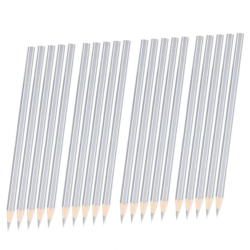 20 Pack Silver Welders Pencil Metallic Silver Marking Pencil For Construction Workers Metalwork Plumbers Framers