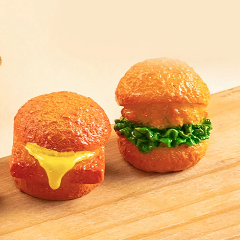 6 Pcs Micro Landscape Model Toys Burgers Miniature Items Hamburger Fake Artificial Bread