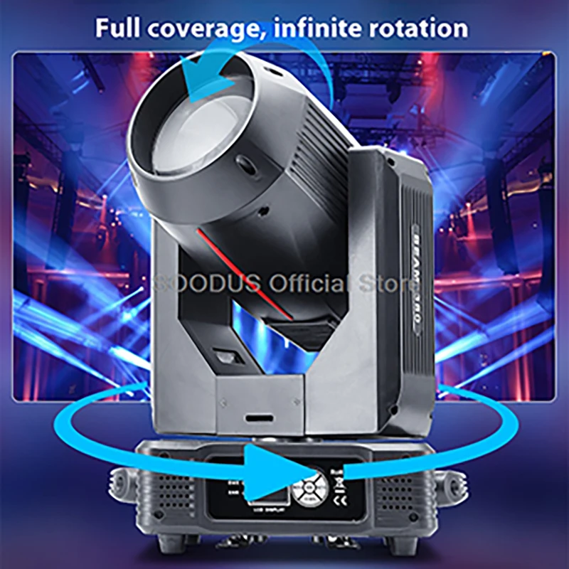 

380W Beam Moving Head Light Rotating Prisms Rainbow LED Stage Light DMX512 Audience Ambient Lights for Bar Wedding Banquet Hall