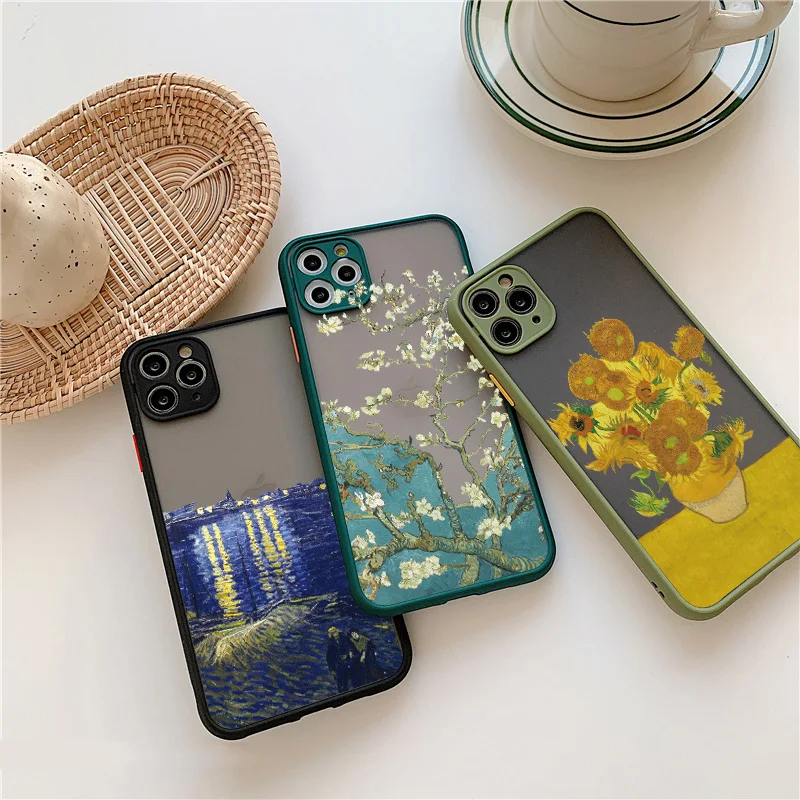 Arte Van Gogh pintura a óleo casos de telefone, capas à prova de choque macio, iphone 7, 8, 16, 15, 14, 11, 12, 13 Pro Max, Mini, X, XR, XS, Max