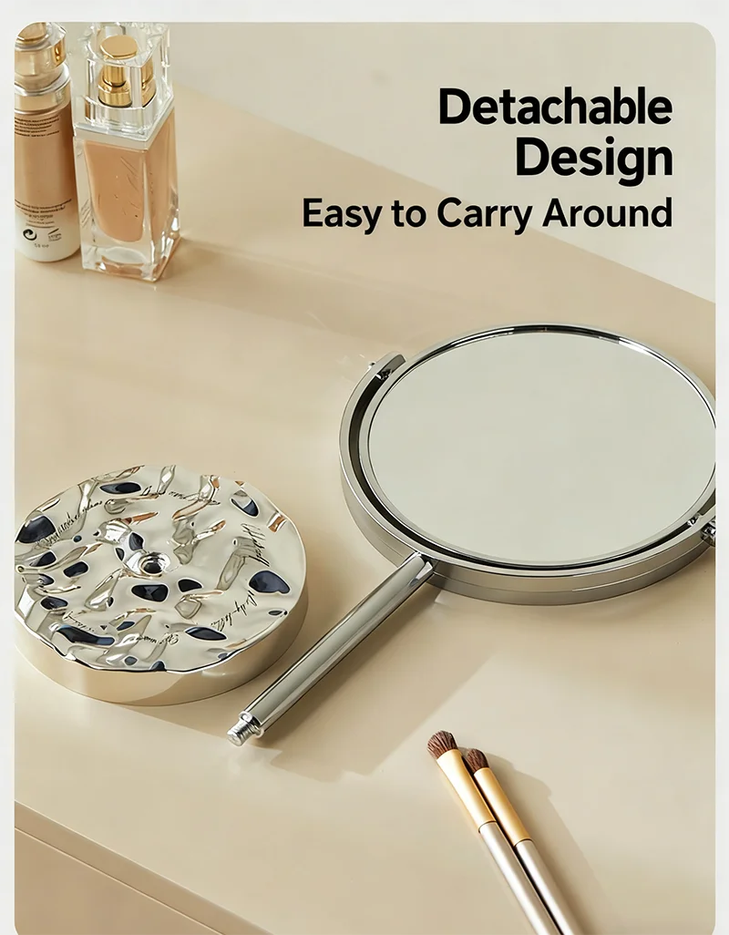 Double Sided Makeup Mirror - Desktop Tabletop Vanity Mirror with Stand, 1X/2X Magnification & Normal Sides, Home Travel Use