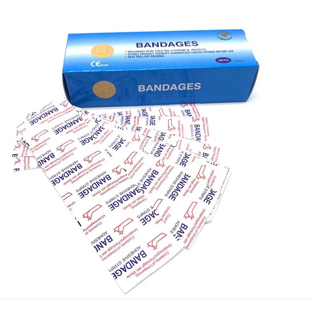 100Pcs 뜨거운 미니 방수 BandAid 통기성 둥근 모양 접착 붕대 상처 첫 번째 고정 테이프 상처 드레싱