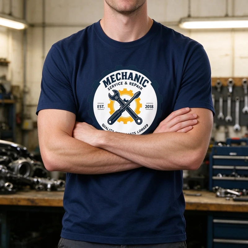 Mechanic Service Repair T-Shirt Wrench Gear Badge Tee Automotive Car Repair Handyman Technician Garage Industrial Workwear Top