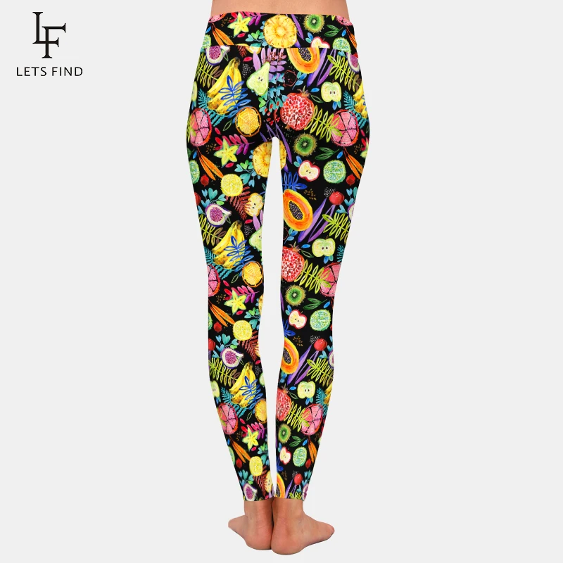 LETSFIND New Arrival Women\'s Leggings 3D Fruits Pattern Print High Waist Stretch Pants High Quaility Sexy Full Leggins