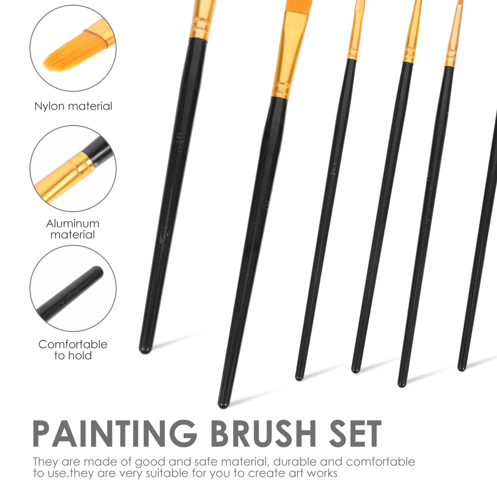 

20 Pcs Brush Oil Set Paint Brushes for Painting Round Pointed Tip Paintbrushes Black