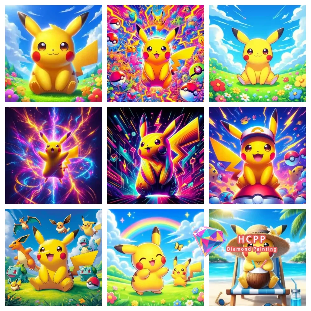 2026 New Pokemon Cartoon Diamond Drawing Kit Square Round Di