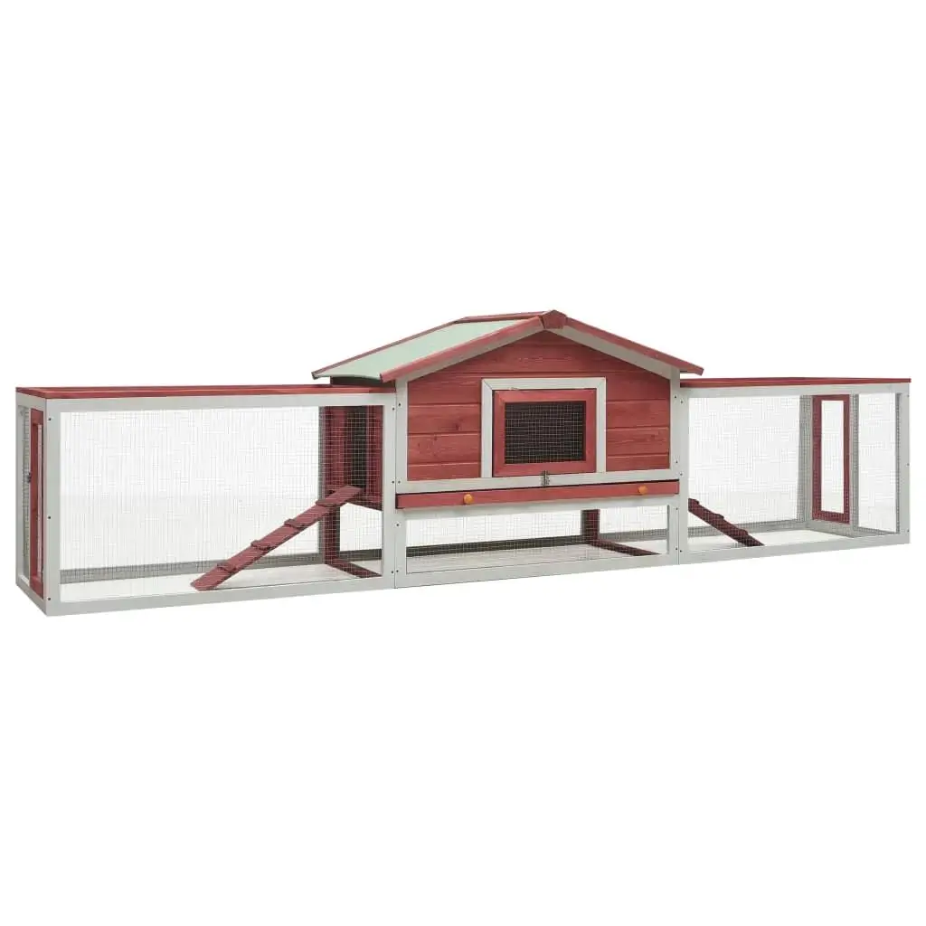 Red Rabbit Hutch 122x27.6x34.3 cm - Durable Solid Pine & Fir Wood Pet House