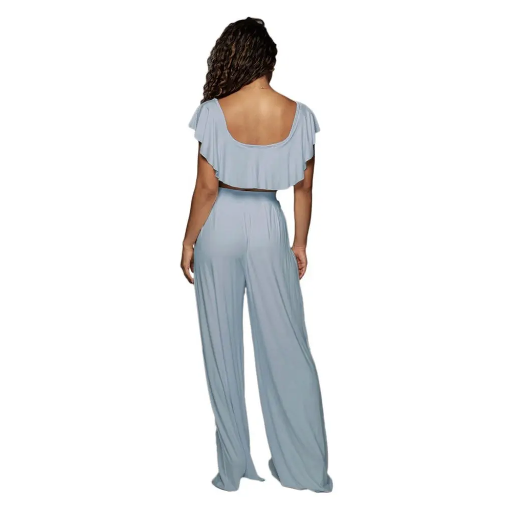 

Women's Solid Color Strapless Two-Piece Set Casual European And American Style Fashion Pants