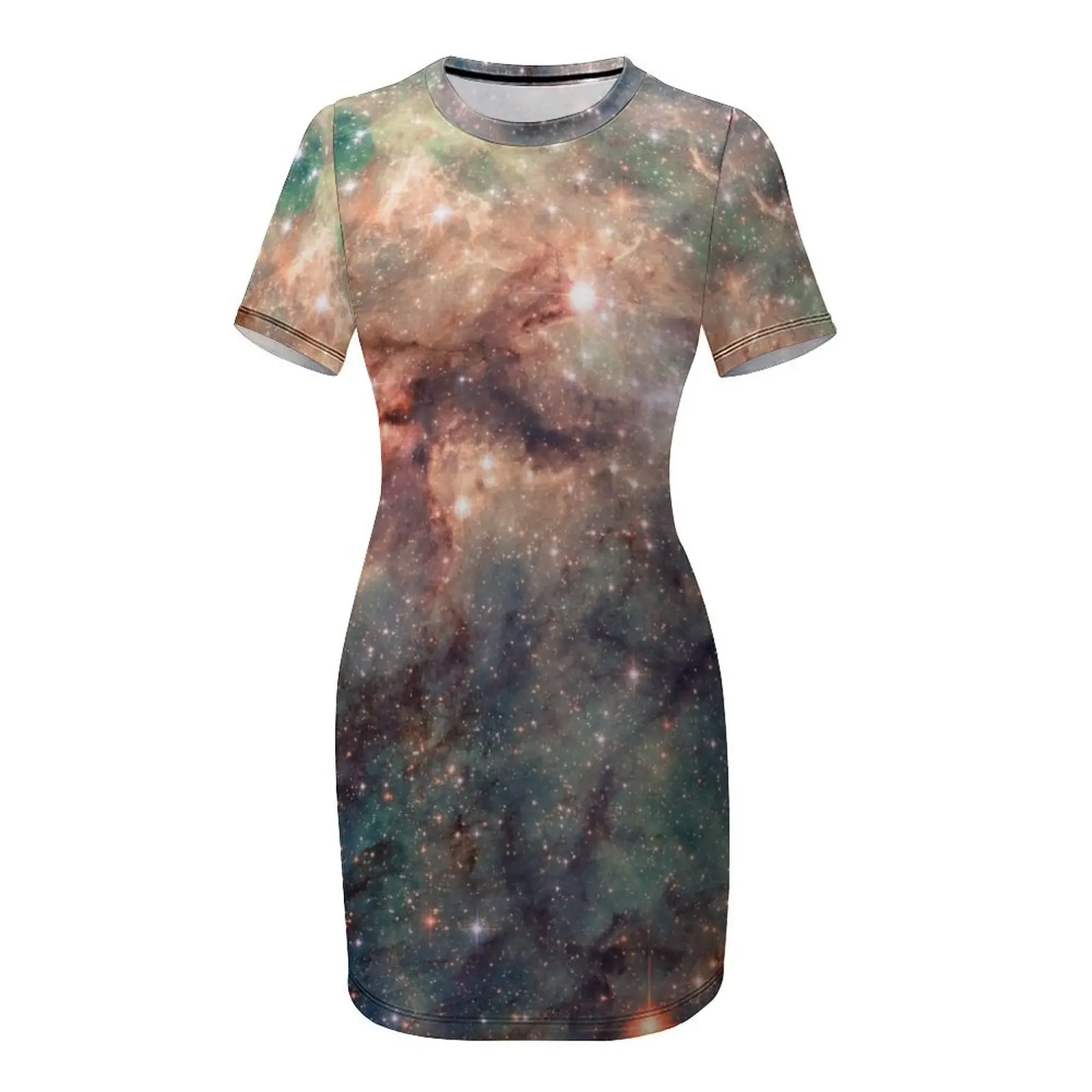 ชุดเดรสแขนสั้นลายเนบิวลาทารันทูลา ชุดราตรีออกงานปี 2025 ชุดเดรสผู้หญิง