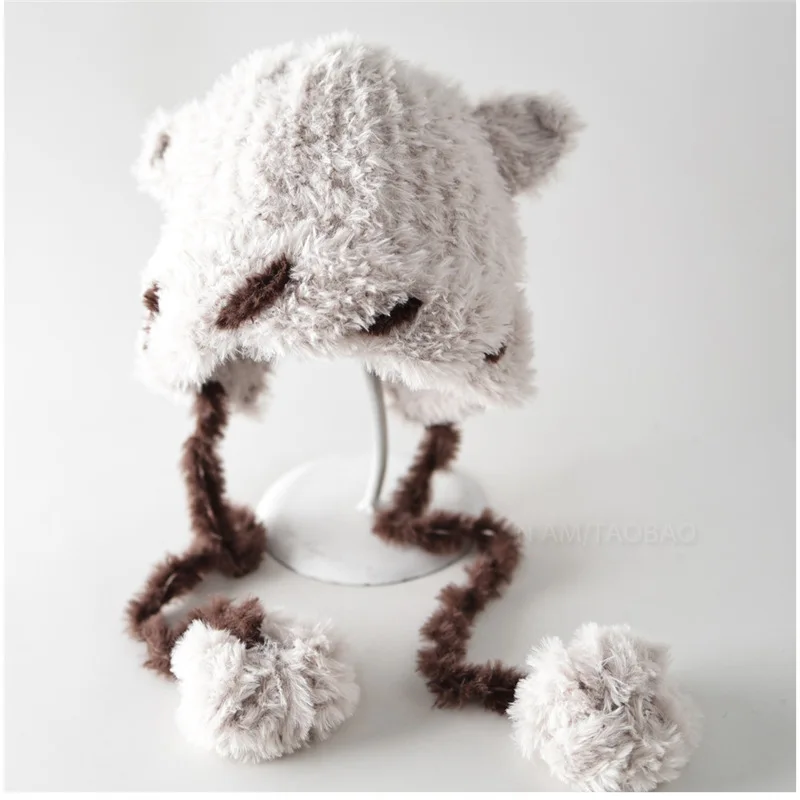 

Плюшевые пуловеры с маленькими медвежьими ушками, милые и универсальные теплые шапочки с защитой ушей, ветрозащитные шапочки Skullies для женщин