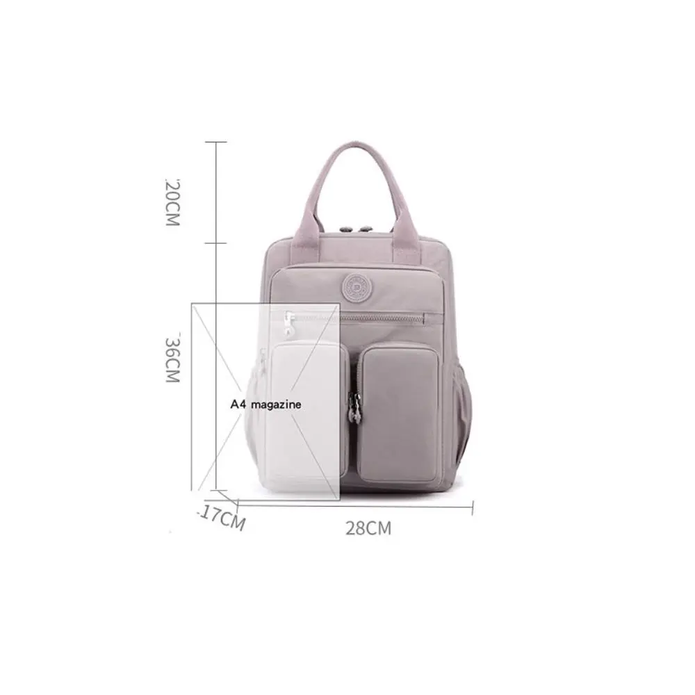 Fashion Waterproof School Bags Nylon Soft Handle Laptop Backpack Zipper Solid Multi-pocket Luggage Bag Woman