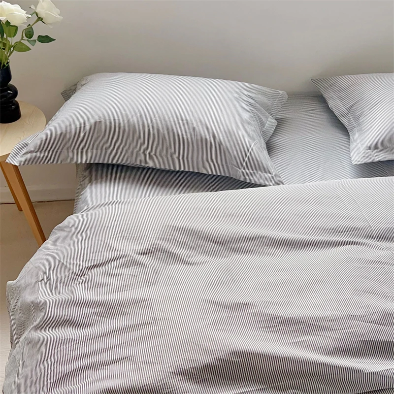 

Nordic 3-Piece Bedding Bed Pillowcase Set Cover Hotel Flat Modern Breathable Comfortable Duvet Cotton 4-Piece Soft Sheet Fitted