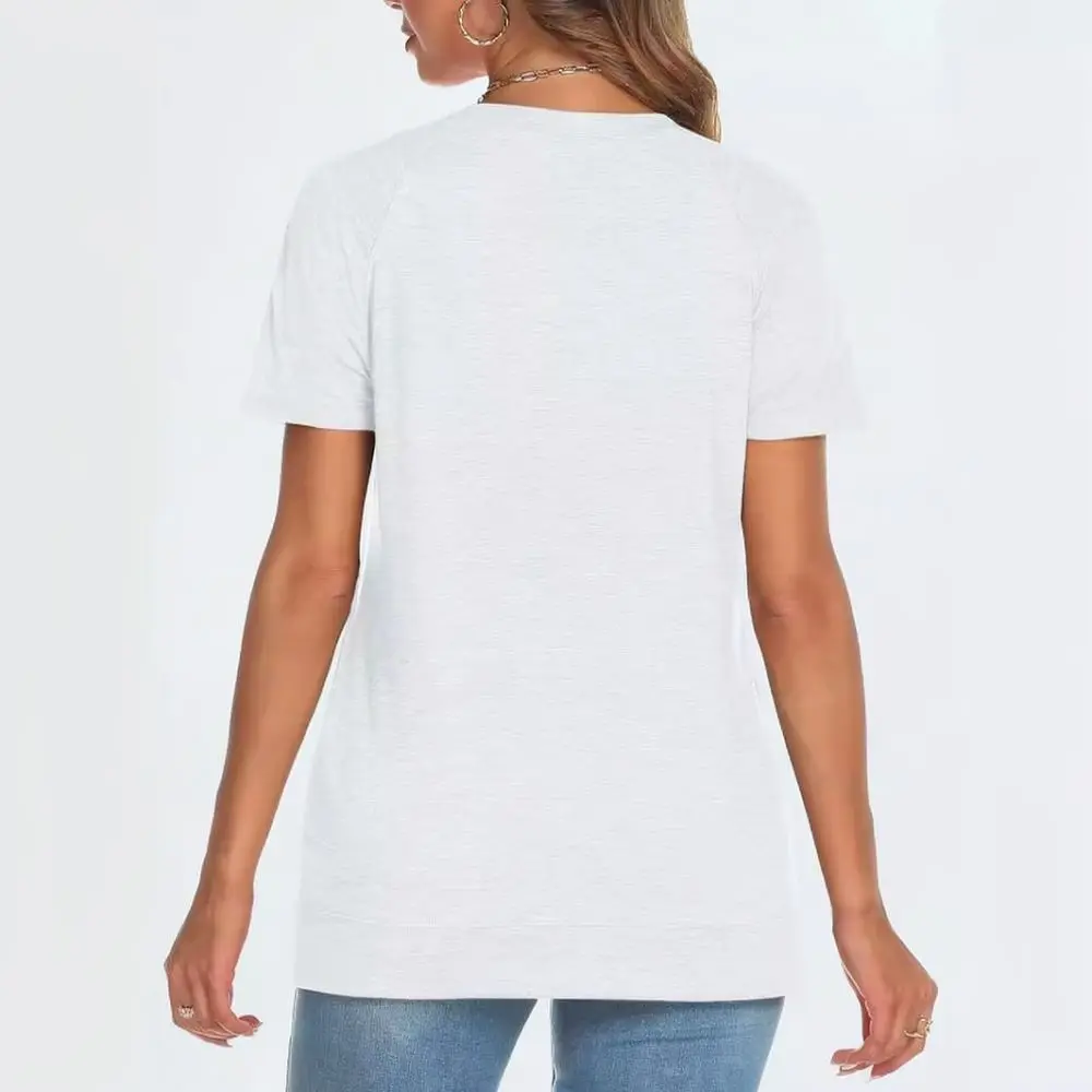 Summer Womens Basic Tee Short Sleeve Round Neck Tops Fashion Casual Solid Color Soft Breathable Daily Wear Pullover Shirts