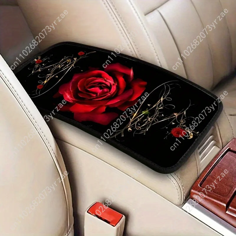 

Red Rose Universal Car Armrest Cushion High Quality Non-Slip Car Armrest Cover Elastic Straps Car Interior Accessories