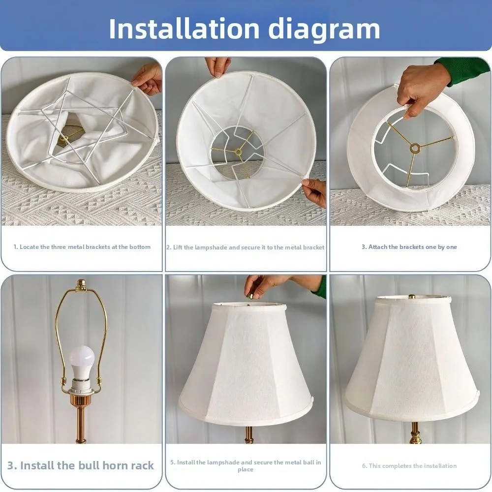 25cm Cloth Lamp Shade Soft Wear‑resistant Table Lamp Cover High Light Transmission Easy Installation Chandelier Lampshade