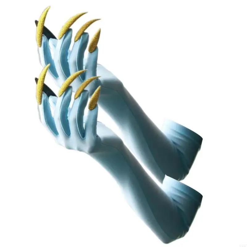 L5YC Punk Long Nails Gloves Series Dark Cosplay Gloves مرنة وتنفس لأحزاب الهالوين ملحقات الأزياء